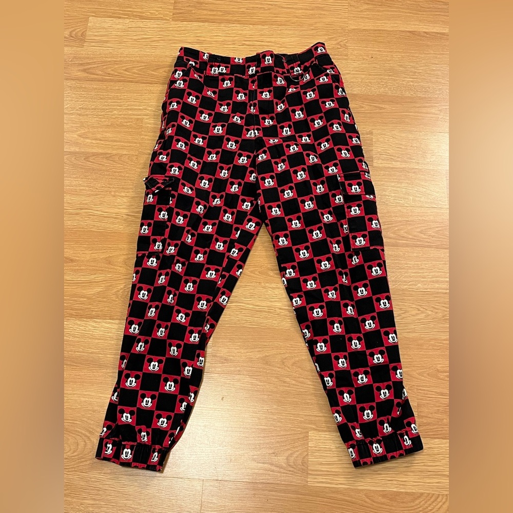 Red and Black Mickey Mouse Patterned Pants